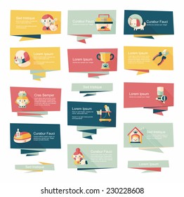 Pet flat banner design background set, eps10