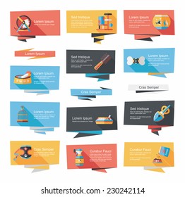 Pet flat banner design background set, eps10