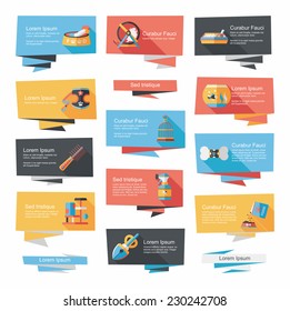 Pet flat banner design background set, eps10