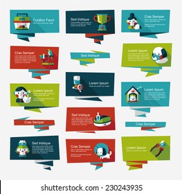 Pet flat banner design background set, eps10
