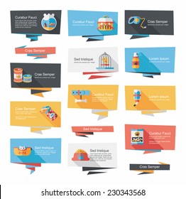 Pet flat banner design background set, eps10