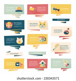 Pet flat banner design background set, eps10
