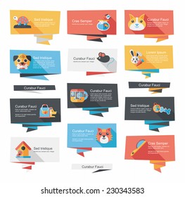 Pet flat banner design background set, eps10