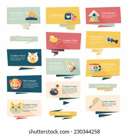 Pet flat banner design background set, eps10