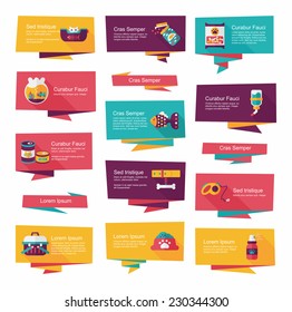 Pet flat banner design background set, eps10