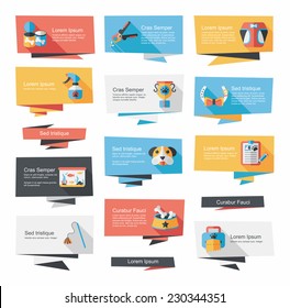 Pet flat banner design background set, eps10