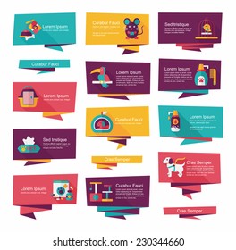 Pet flat banner design background set, eps10