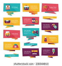 Pet flat banner design background set, eps10