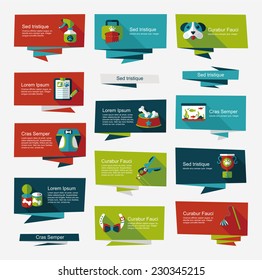 Pet flat banner design background set, eps10