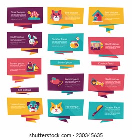 Pet flat banner design background set, eps10