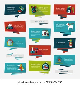 Pet flat banner design background set, eps10