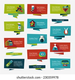 Pet flat banner design background set, eps10
