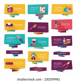 Pet flat banner design background set, eps10