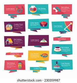 Pet flat banner design background set, eps10