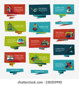 Pet flat banner design background set, eps10