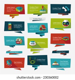 Pet flat banner design background set, eps10