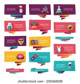 Pet flat banner design background set, eps10