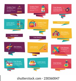 Pet flat banner design background set, eps10