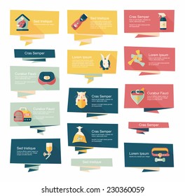 Pet flat banner design background set, eps10