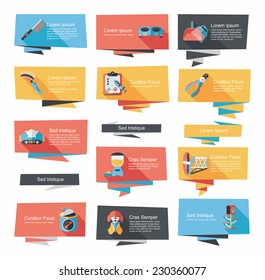 Pet flat banner design background set, eps10