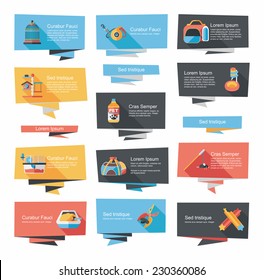 Pet flat banner design background set, eps10