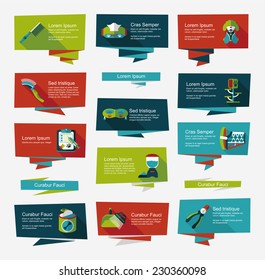 Pet flat banner design background set, eps10