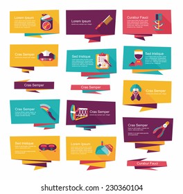 Pet flat banner design background set, eps10