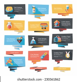 Pet flat banner design background set, eps10