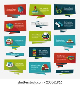 Pet flat banner design background set, eps10