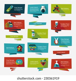 Pet flat banner design background set, eps10