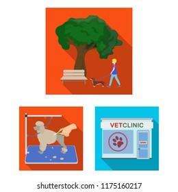 Pet flat icons in set collection for design. Care and education vector symbol stock web illustration.