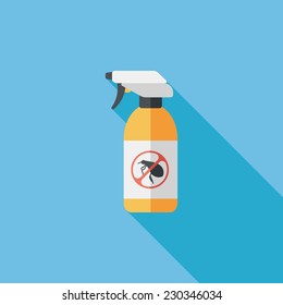 Pet flea spray flat icon with long shadow,eps10
