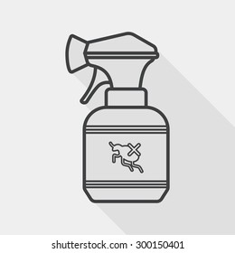 Pet flea spray flat icon with long shadow, line icon