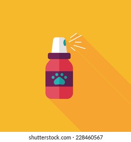 Pet flea sprays flat icon wtih long shadow, eps10