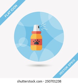 Pet flea sprays flat icon wtih long shadow, eps10