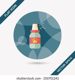 Pet flea sprays flat icon wtih long shadow, eps10