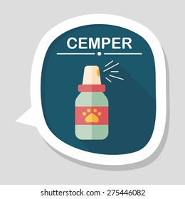 Pet flea sprays flat icon wtih long shadow, eps10