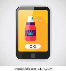Pet flea sprays flat icon wtih long shadow, eps10