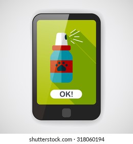 Pet flea sprays flat icon wtih long shadow, eps10
