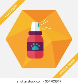 Pet flea sprays flat icon wtih long shadow, eps10