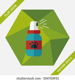 Pet flea sprays flat icon wtih long shadow, eps10