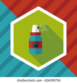 Pet flea sprays flat icon wtih long shadow, eps10