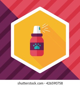 Pet flea sprays flat icon wtih long shadow, eps10