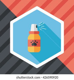 Pet flea sprays flat icon wtih long shadow, eps10