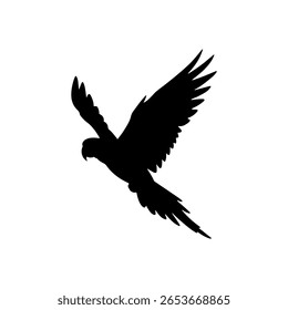 Pet flying parrot silhouette vector flat illustration design. 