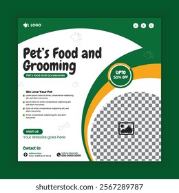 Pet Food and Accessories sale Social Media Post and Animals Goods Store online Post Square Flyer Design Template, online Pet shop Web Banner Design Template