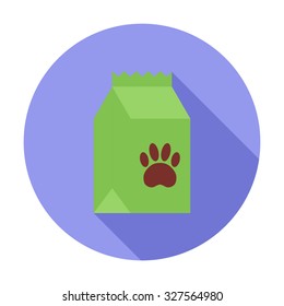 Pet food bag icon. Flat vector related icon with long shadow for web and mobile applications. It can be used as - logo, pictogram, icon, infographic element. Vector Illustration.