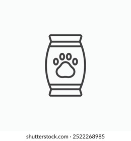 Pet food bagline in Thin line black color. flat simple vector symbols illustration.