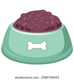 Pet Food Bowl with Bone Meal for Dogs Vector Illustration