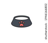Pet food bowl for cat or dog icon isolated on white background. Dog or cat paw print. Set icons colorful square buttons. Vector Illustration